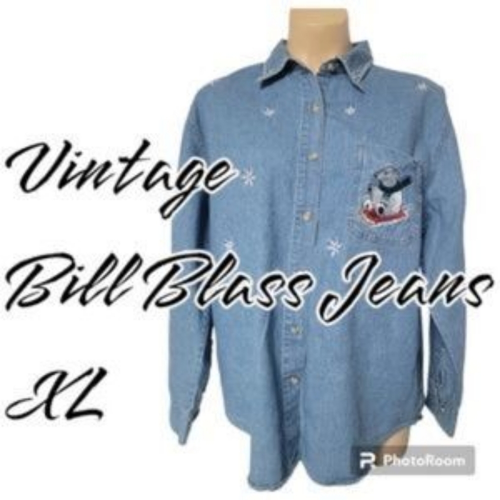 ❤️B2G1 Vintage Bill Blass Jeans Women's Button Down Denim Shirt XL